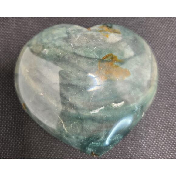 Ocean Jasper Polished Heart 252 Grams Green Brown - Picture 4 of 5